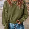 Green Acid Wash V-shape Open Back Sweatshirt