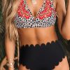 Floral Print Scallop Trim Bikini Set