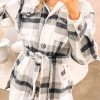 Black Plaid Button-Up Flap Pocket Shacket