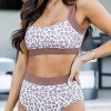 Leopard Contrasting Trim Bikini Set