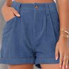 Rolled Hem Pocketed Corduroy Shorts