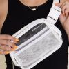 Bright White Adjustable Straps Zipper Clear Waist Bag