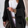 Black Oversized Fold Over Sleeve Sweater Cardigan