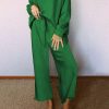 Dark Green Ultra Loose Textured 2pcs Slouchy Outfit