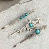 Silvery Retro Turquoise Arrow Western Hair Clips Set