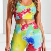 Multicolor Tie-Dye Bra And Shorts Active Outfit