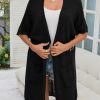 Black Dolman Half Sleeve Pocketed Long Cardigan