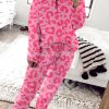 Leopard Print Zipped Split Neck Drawstring Pants Set