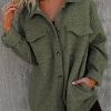 Layer Up In Style With This Women's Green Retro Flap Pocket Button Shacket