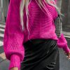 Rose Rib Knit Batwing Sleeve Sweater