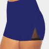 Blue Mesh Cutout Patchwork Swim Shorts