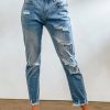 Light Blue Distressed Boyfriend Denim Pants