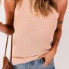 Khaki Crew Neck Knit Sweater Tank Top