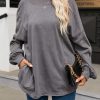 Gray Exposed Seam Twist Open Back Oversized Sweatshirt