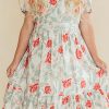 Red Little Girls Painted Rose Floral Dress