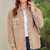 Versatile Women's Sherpa Shirt Jacket With Side Pockets - Perfect For Winter