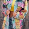 Multicolor Brushed Plaid Pocketed Oversize Shacket