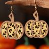 Brown Animal Print Pumpkin Shape Drop Earrings