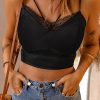 Black Lace Splicing Crisscross Back Bralette Cropped Top