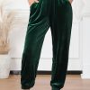 Green Solid Velvet Jogger Pants