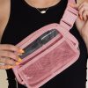 Apricot Powder Adjustable Straps Zipper Clear Waist Bag