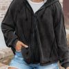 Gray Solid Color Oversized Zip Up Hoodie With Pockets