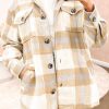 Khaki Plaid Button-Up Flap Pocket Shacket