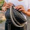 Black Faux Leather Quilted Crossbody Bag