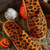 Yellow Halloween Pumpkin Printed Cozy Winter Slippers