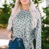 Leopard Animal Print Stitching Loose Long Sleeve Top