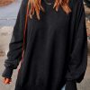 Black Drop Shoulder Ribbed Trim Oversized Sweatshirt