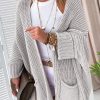 Women's Gray Oversized Fold Over Sleeve Sweater Cardigan