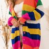 Multicolor Striped Print Longline Cardigan