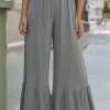 Dark Grey High Waist Ruffled Wide-Leg Pants