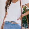 White Hollow-out Flounce Cold Shoulder V Neck Blouse