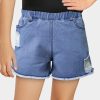 Sky Blue Washed Color Denim Shorts