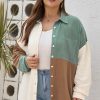 Fashionable And Relaxed Fit Plus Size Shirt With Side Slits - Green Color