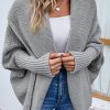 Gray Dolman Sleeve Open Front Cardigan