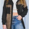 Black Leopard Print Patchwork Shacket