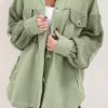 Green Exposed Seam Elbow Patch Oversized Shacket