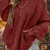 Women's Red Exposed Seam Twist Open Back Oversized Sweatshirt