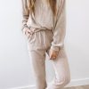 Women's Apricot Corded Sweat Suit With Pocketed Drop Shoulder