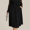 Perfect For Formal And Daily Occasions: Black Plus Size A-Line Dress