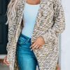 Brown Fuzzy Animal Knit Open Front Cardigan