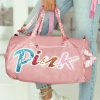 Pink Sequin Letter Sporty Luggage Bag 50*25*25cm