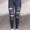 Black Camo Print Ripped High Waist Leggings