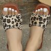 Casual Rivet Embellished Leopard Print Flat Slippers