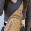 Brown Sweet Heart Embellished Stitching Cross Shoulder Chest Bag