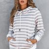 Contrast Cuffs Long Sleeve Striped Hoodie