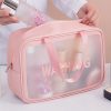 Pink WASHBAG Print Clear Frosted Waterproof Bag Set